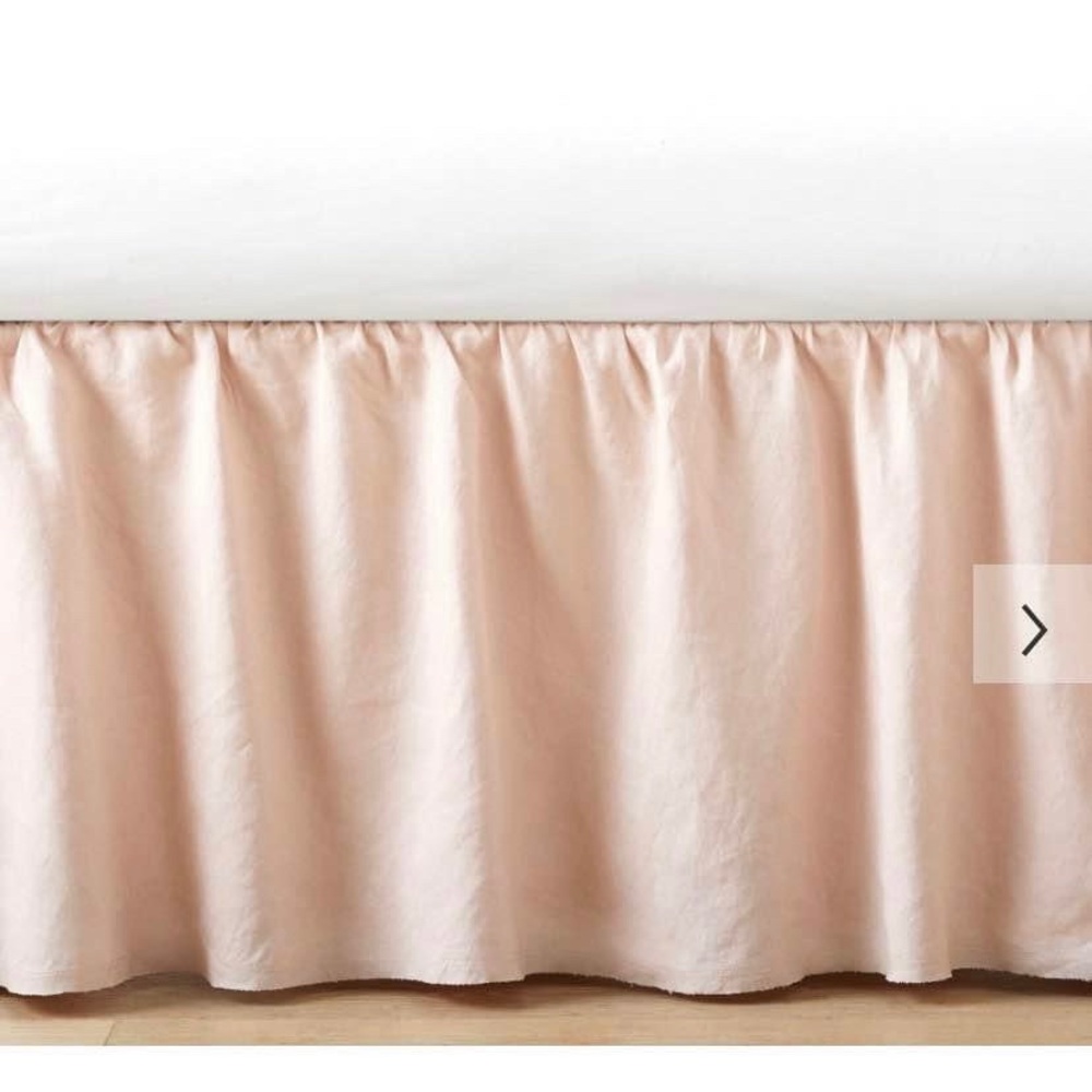 Pottery Barn Kids Ruffle Belgian Linen Crib Skirt - Blush LIKE NEW